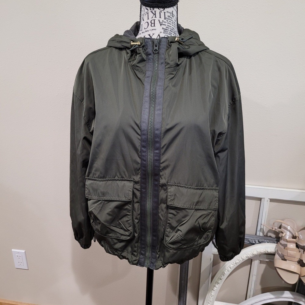 Old Navy Active Womens SZ XS Olive‎ Green Bomber Jacket Windbreaker hooded
